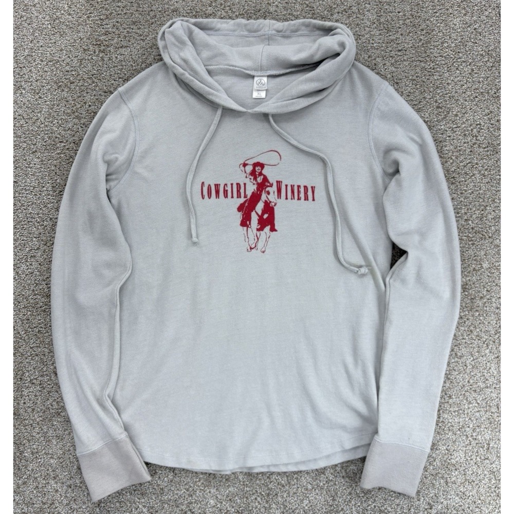 Alternative Apparel Sweater Hoodie Women XL Gray Cowgirl Winery Carmel Valley CA
